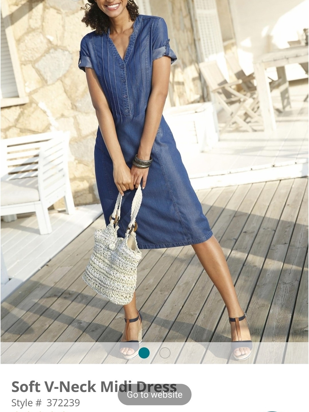 Collection B Denim Blue Soft V-Neck Midi Dress